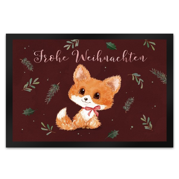 Baby Fuchs FußMatte XL In 40X60 Cm In Rot Mit Spruch Frohe Weihnachten-image