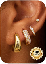 Small Gold Hoop Earrings for Women Hypoallergenic 14K Gold Plated Chunky Huggie