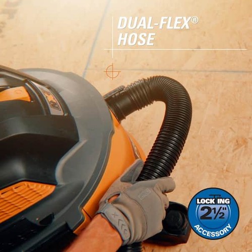 Ridgid 2-1/2 In. X 7 Ft. Dual-Flex Tug-A-Long Locking Vacuum Hose For Wet/Dry Shop Vacuums For
