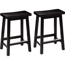 Solid Wood Saddle-Seat Kitchen Counter-Height Stool 24-Inch Height Set of 2