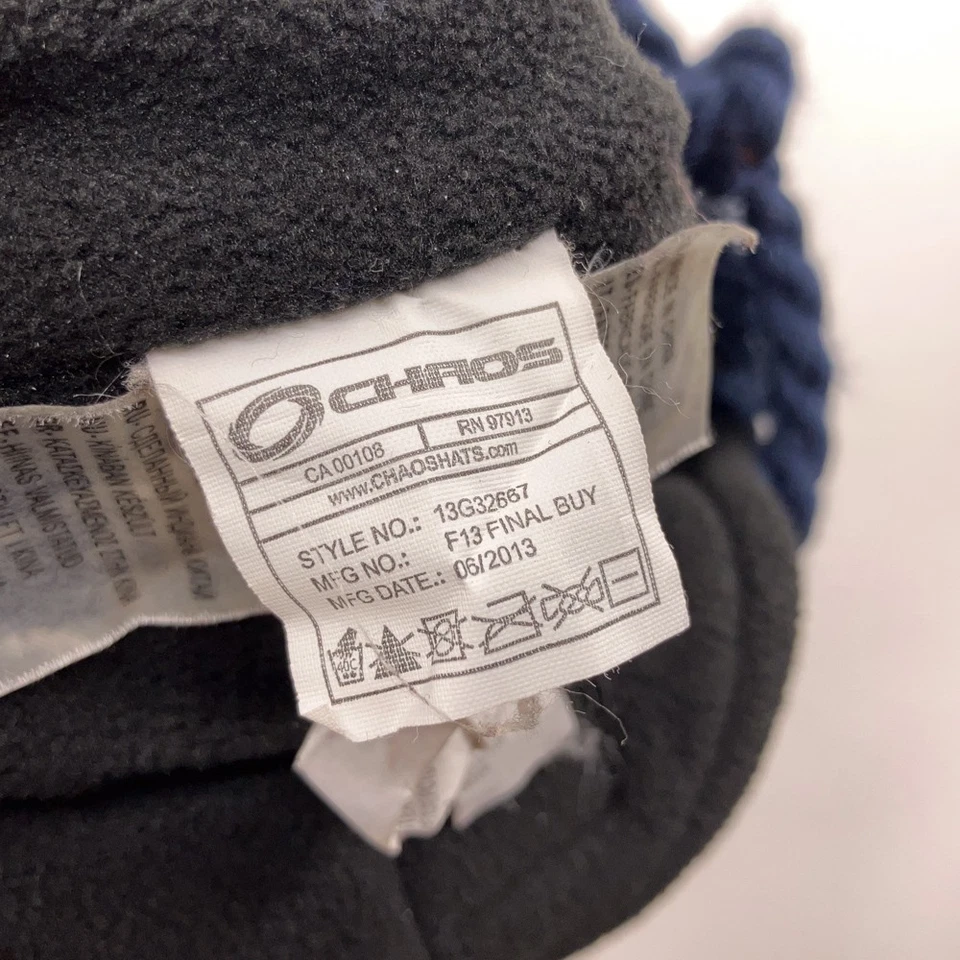 Boné Chaos azul branco mistura de lã aba de orelha peruana - Imagem 4 de 4