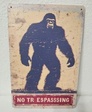 Bigfoot No Trespassing 8x12 Novelty Metal Sign - Sasquatch Wall Decor (New)
