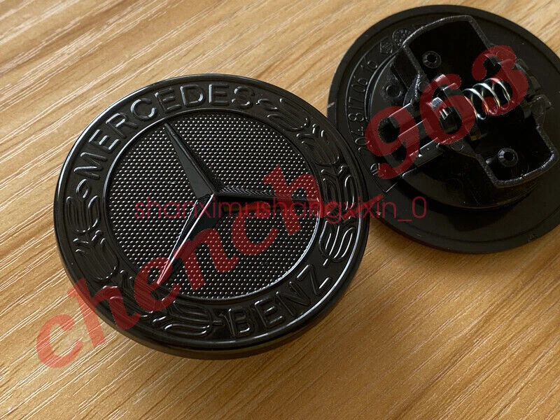 Insignia estrella plana capó negro brillante para Mercedes Benz A B C E S SLK clase 57 mm Foto 2 de 4