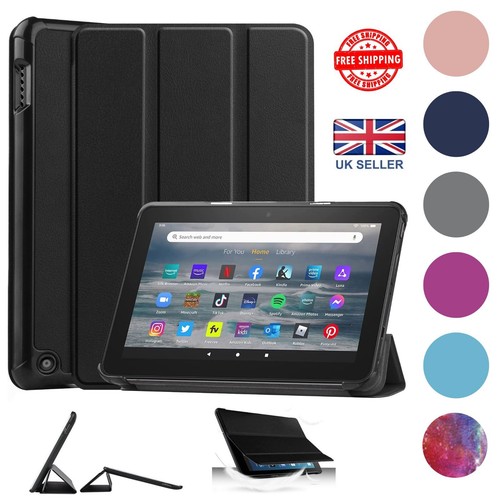 For Amazon Fire HD 7" 2022 2019-17 Leather Flip Stand Slim Book Smart Cover Case - 第 1/18 張圖片