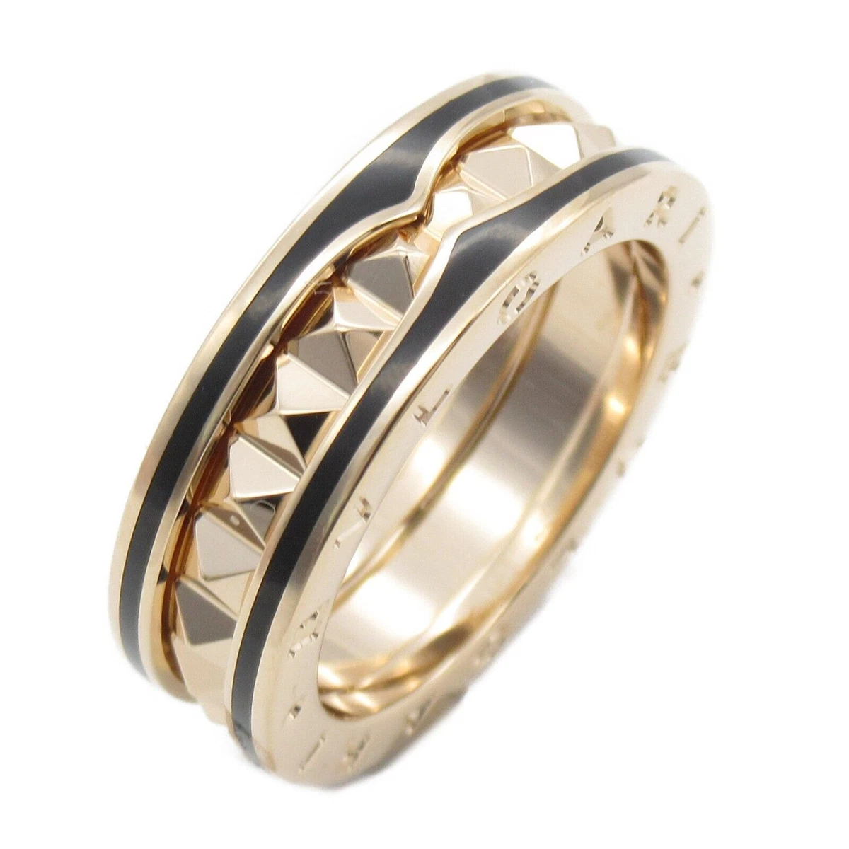 BVLGARI B-zero1 B zero one lock Ring 18KPG Rose Gold Ceramic Used