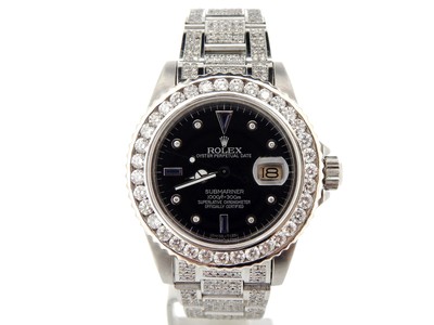 Rolex Submariner Acero Inoxidable Para Hombres Reloj Negro Serti Esfera Diamantes Bisel Banda Ebay