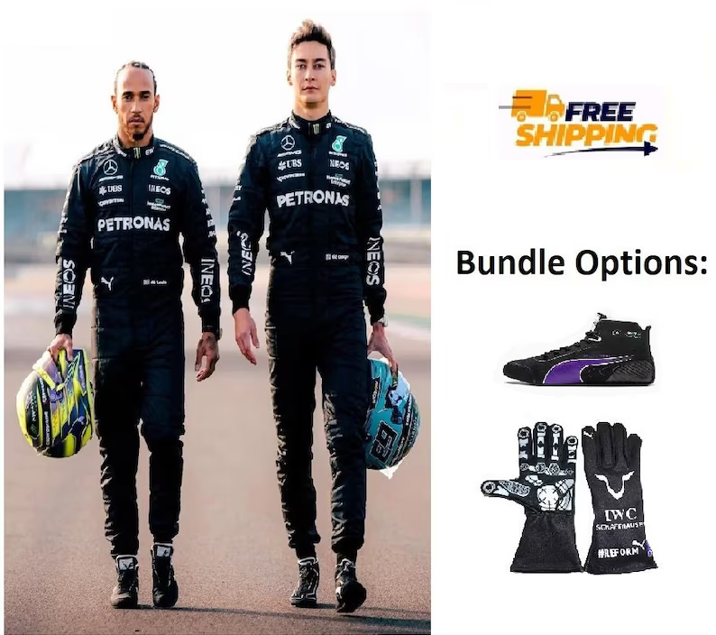 Weißer Go-Kart-Rennanzug Mit Kostenlosen Handschuhen Und