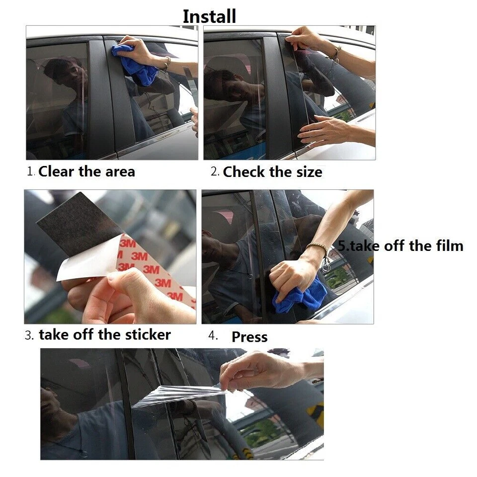 Juego de 2 postes de pilar negros para Cadillac Catera (4 puertas) 97-01 kit de cubierta de moldura de puerta Foto 2 de 4