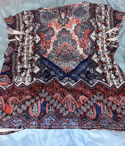 APT 9 T-shirt Blouse Size 3x Short Sleeve Embellished With Beads & Lace Trim - 第 1/5 張圖片