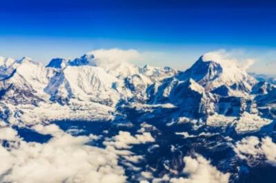 Wandbild: Himalaya Everest -Aussicht vom Bergflug mit Mt. Everest und [...]
