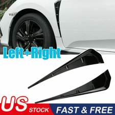 2Pcs Universal Glossy Black Car Exterior Side Fender Vent Air Wing Cover Trim