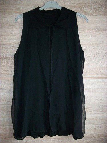 Haut Femme Noir Vintage - Marque Dare - Taille 10 - Sans Manches - Viscose
