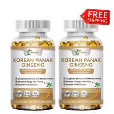 Korean Red Panax Ginseng 1600mg - 240 Capsules - Male Enhancing Supplement