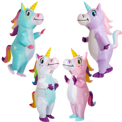 Erwachsene Aufblasbare Einhorn Kostüm Halloween Park Cosplay Blow Up Fancy Kleid