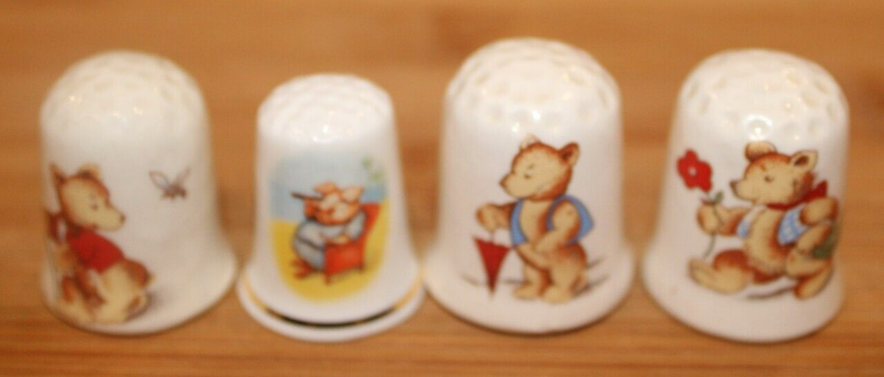 Collectible Thimbles/Lot of 3 Bear Thimbles and 1 Pig Thimble (All Ceramic) eBay
