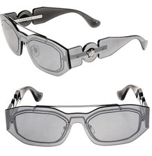 VERSACE BIGGIE Medusa Silver Mirrored Stud Unisex Mask Sunglasses VE2235 2235