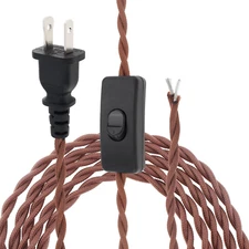RTNLIT 6Ft Twisted Cloth Covered Lamp Cord with Switch Button and Molded Plug,18