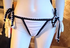 BOOHOO White Embroidered Edge Tie Side Bikini Brief 12 