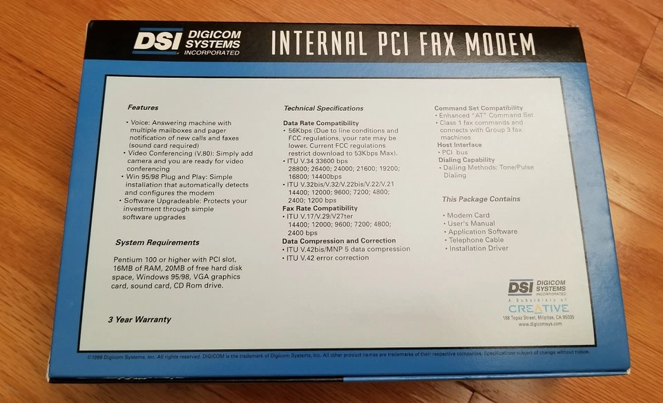 Creative 56k pci data fax v.90 modem with voice - Image 2 of 4