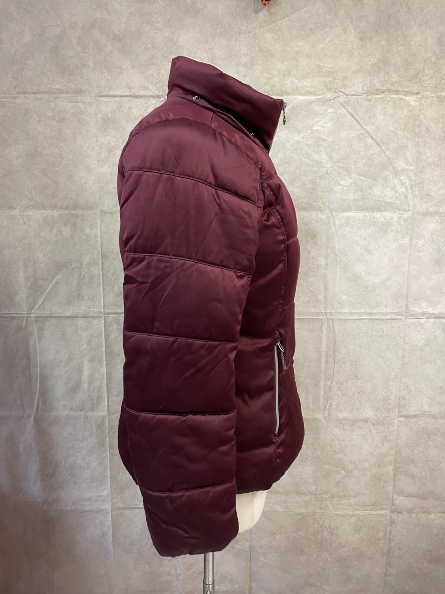 Zeroxposur ZXBLK Women's Burgundy Full Zip Mock Neck Padded Jacket