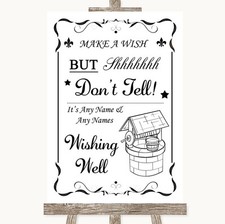 Black & White Wishing Well Message Personalised Wedding Sign