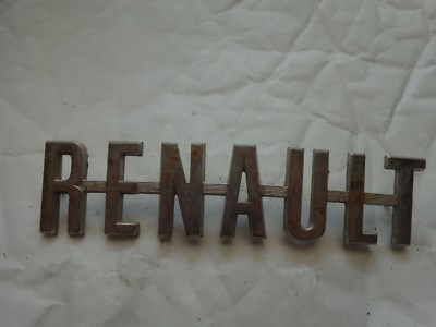 VINTAGE ORIGINAL - RENAULT METALL KAROSSERIE MOTORHAUBE KOFFERRAUM MASKOTTCHEN ABZEICHEN SCHRIFT