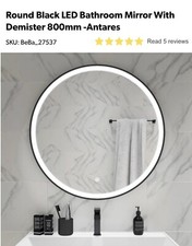 Antares Black Round Back Lit Illuminated Bathroom Mirror With Demister 800x800mm