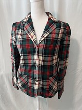 Vintage Womens Coat S Colorful Plaid Rockabilly Academia Pockets