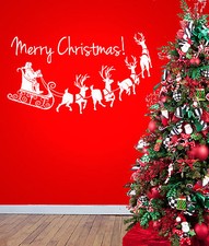 MERRY CHRISTMAS FESTIVE WALL ART STICKER VINYL MURAL DECAL TRANSFER