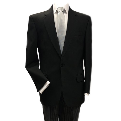 MENS 3 PIECE EX HIRE BLACK WOOL HERRINGBONE MASONIC JACKET TROUSERS