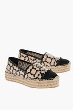 NIB NEW Salvatore Ferragamo Kim Beige black leather espadrilles 6 7.5 8 9 C