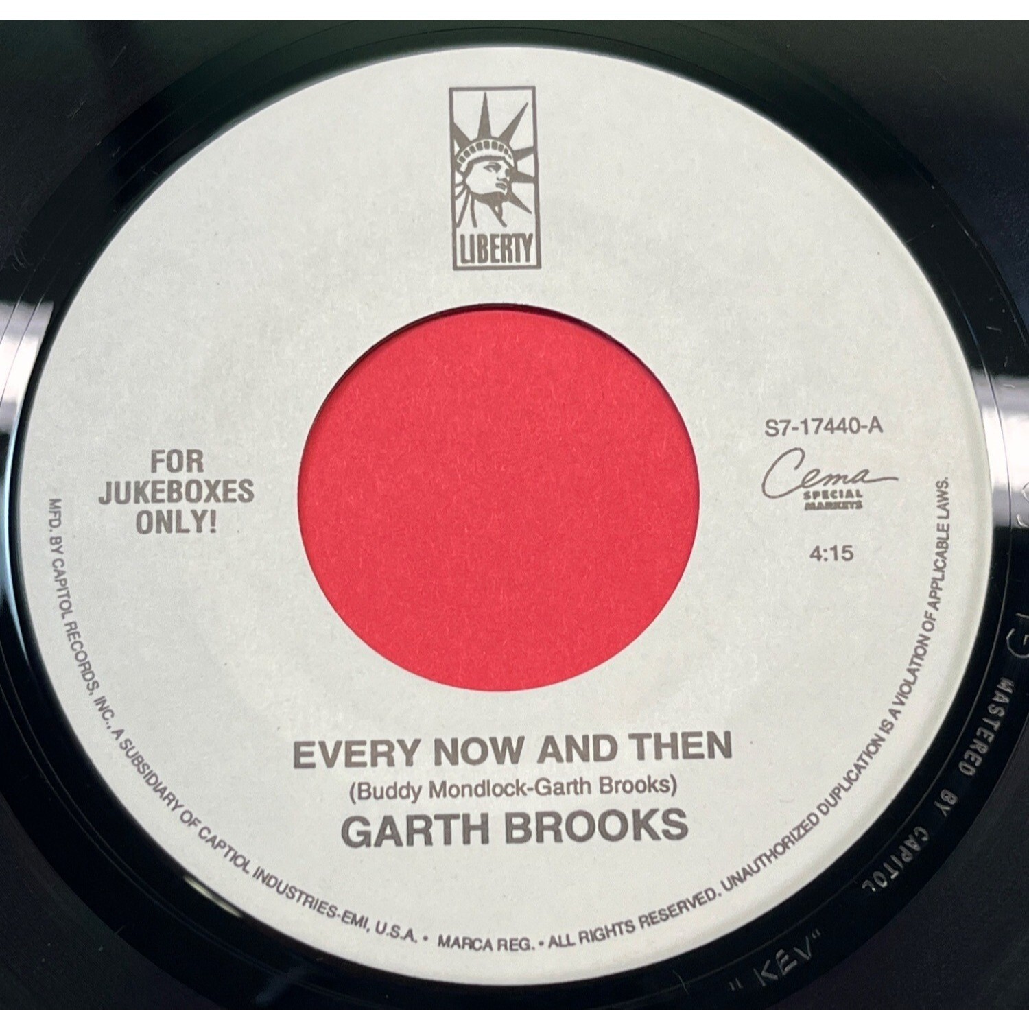 Garth Brooks Every Now and Then / Face to Face 45 Country Liberty Jukebox 17440