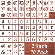 2 Inch Alphabet Letter Stencils for Painting - 70 Pack Old English 2