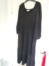 Vila Dress Size 38 Black Square Neck Maxi Long Sleeved Occasion Party