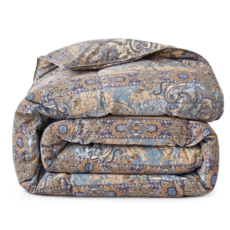 Cozy Oversized Boho Paisley Flower Print Down Comforter, King Queen Bed Blanket - Image 3 of 4