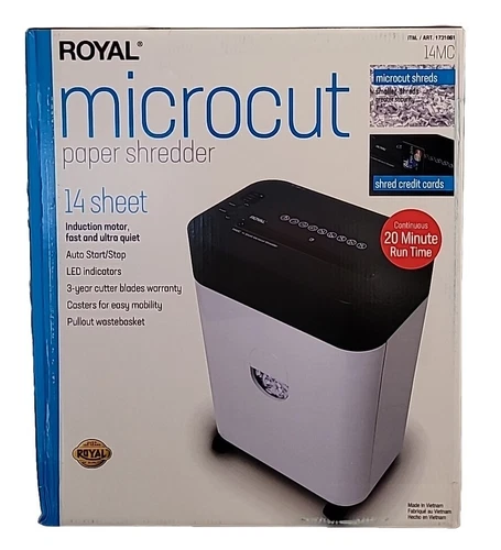 NEW!! ROYAL Microcut Paper Shredder 14 Sheet, Casters, Auto Start/Stop