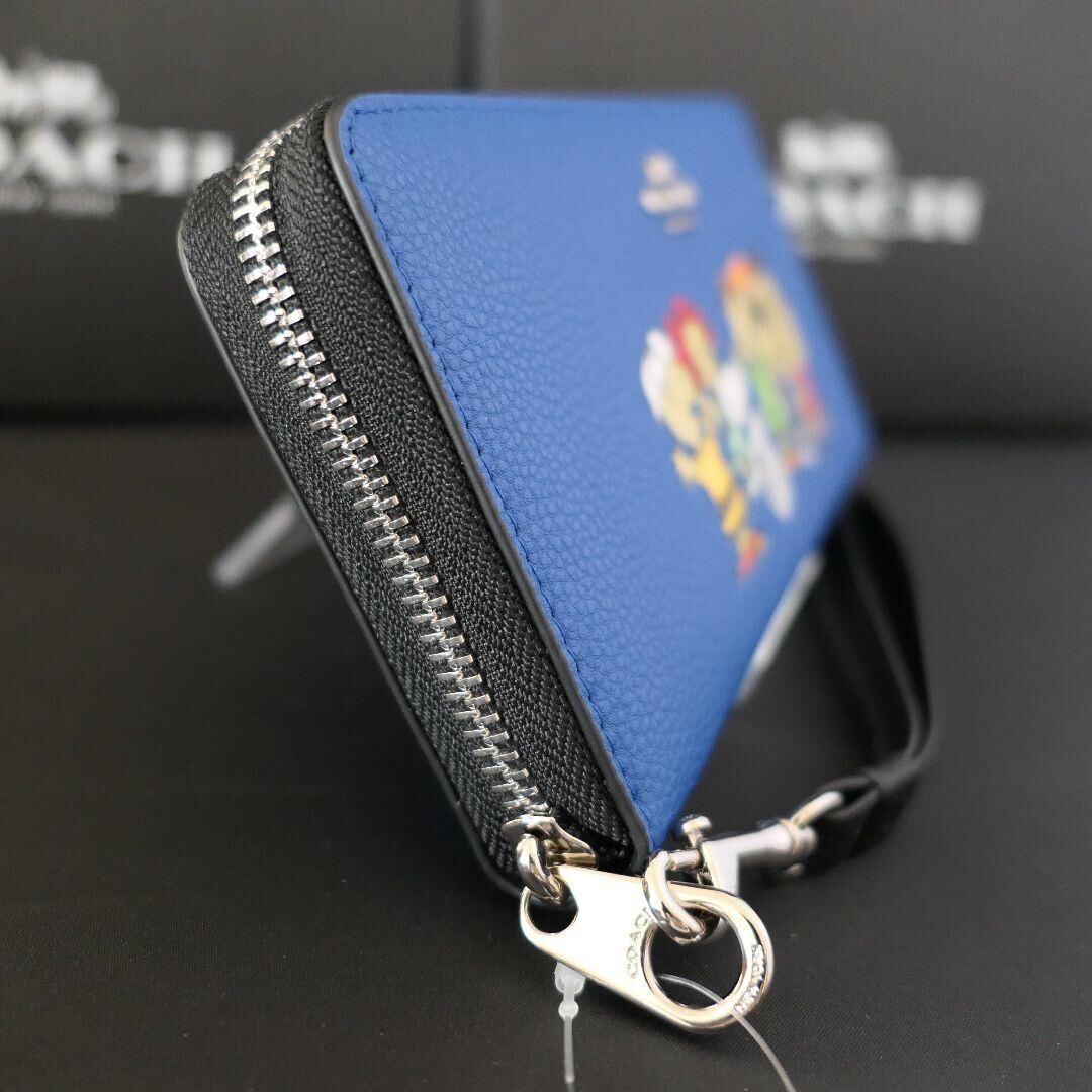 COACH X Peanuts C4603 Long Zip Around Wallet Blue Leather