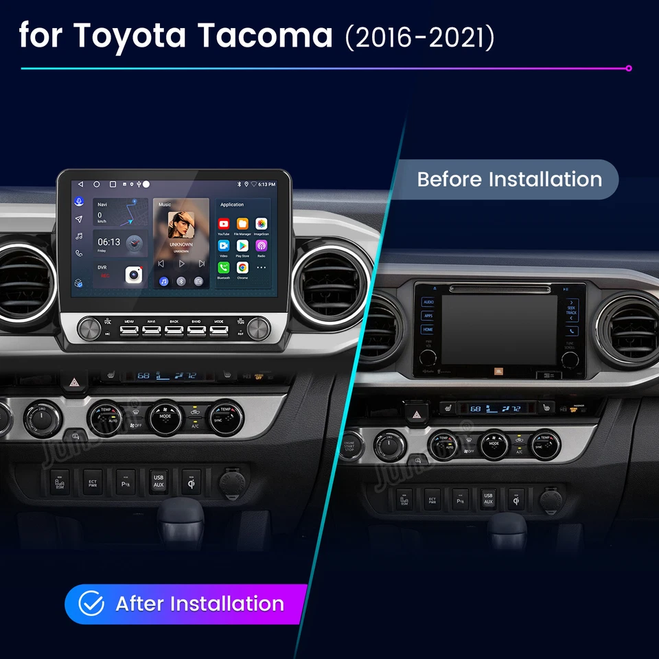 Radio estéreo para coche Apple Carplay para Toyota Tacoma 2016-2022 Android14 GPS WIFI BT Foto 2 de 4