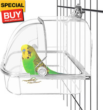 Bird Cage Bath Hanging Parrot Bath Tub Water Shower Food Feeder Holder Tray Bird
