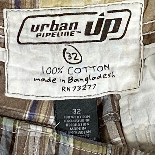 Urban Pipeline UP Mens 100% Cotton Madras Plaid Shorts Size 32 Inseam 11” Multi - Picture 5 of 6