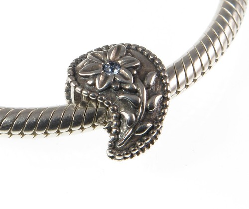 Chamilia 925 silver & crystal FLORAL PAISLEY charm bead, summer folk harvest - Picture 6 of 11