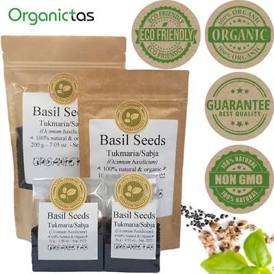 ORGANICTAS Organic Basil Sabja Seeds Weightloss Slimming, Metabolism, Urinary Tract Support