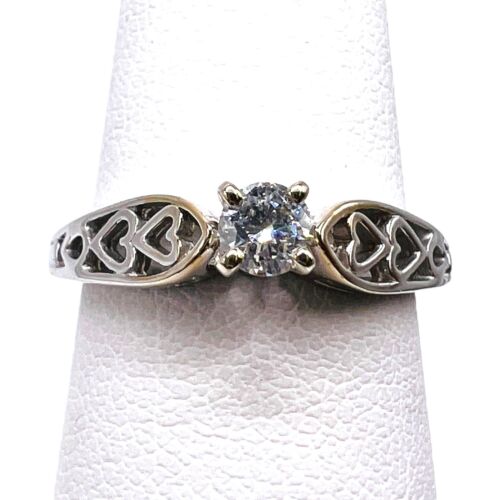 .18ct Natural Diamond 14k White Gold Round Heart Design Promise Solitaire Ring - Picture 5 of 10