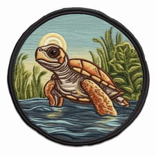 Baby Turtle Patch Iron-on Applique Sea Animal Badge Ocean Beach Outdoor Nature