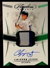 CHIPPER JONES-2020 Flawless Emerald (#1/3) 2-COLOR PATCH/JERSEY/AUTO 1/1 Type
