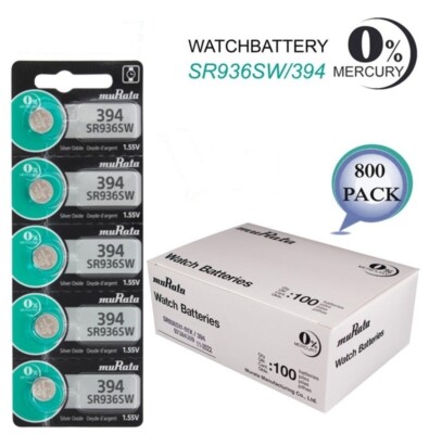 Murata 394 Batteries SR936SW 0 Mercury Silver 1.55V Battery  800 Wholesale Pack