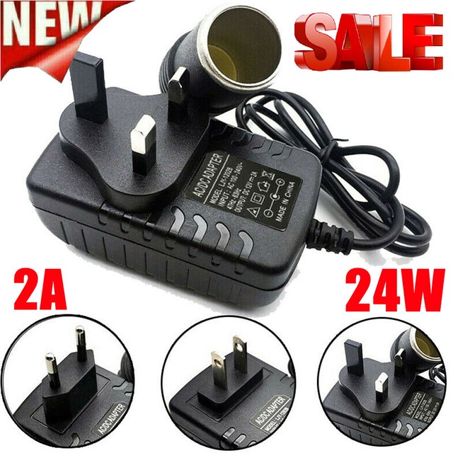 Car Cigarette Lighter 240v Mains Plug to 12v Socket Adapter Converter