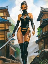 original drawing 30 x 40 cm 90AG artwork pastel female assassin