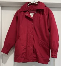 Vintage Towne London Fog Size Small Jacket Removable Liner & Hood Burgundy *READ