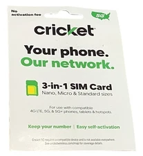 Cricket Wireless 3-in-1 5G SIM Card Kit New Sealed